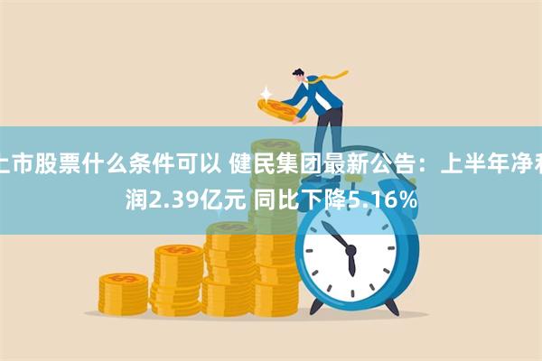 上市股票什么条件可以 健民集团最新公告：上半年净利润2.39