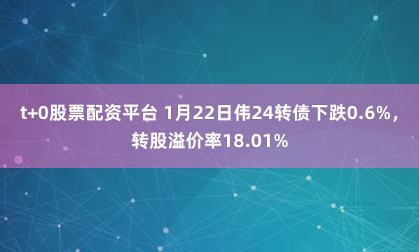 t+0股票配资平台 1月22日伟24转债下跌0.6%，转股溢价率18.01%