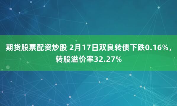 期货股票配资炒股 2月17日双良转债下跌0.16%，转股溢价率32.27%