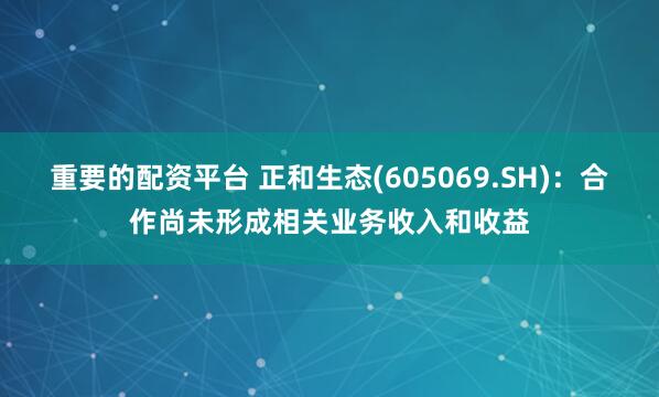 重要的配资平台 正和生态(605069.SH)：合作尚未形成相关业务收入和收益