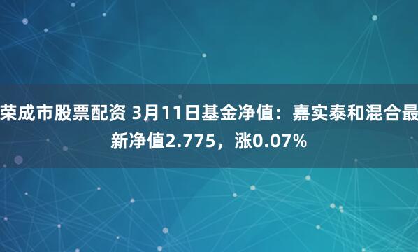 荣成市股票配资 3月11日基金净值：嘉实泰和混合最新净值2.775，涨0.07%